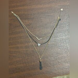 Guess Layered Gold and Black Necklace